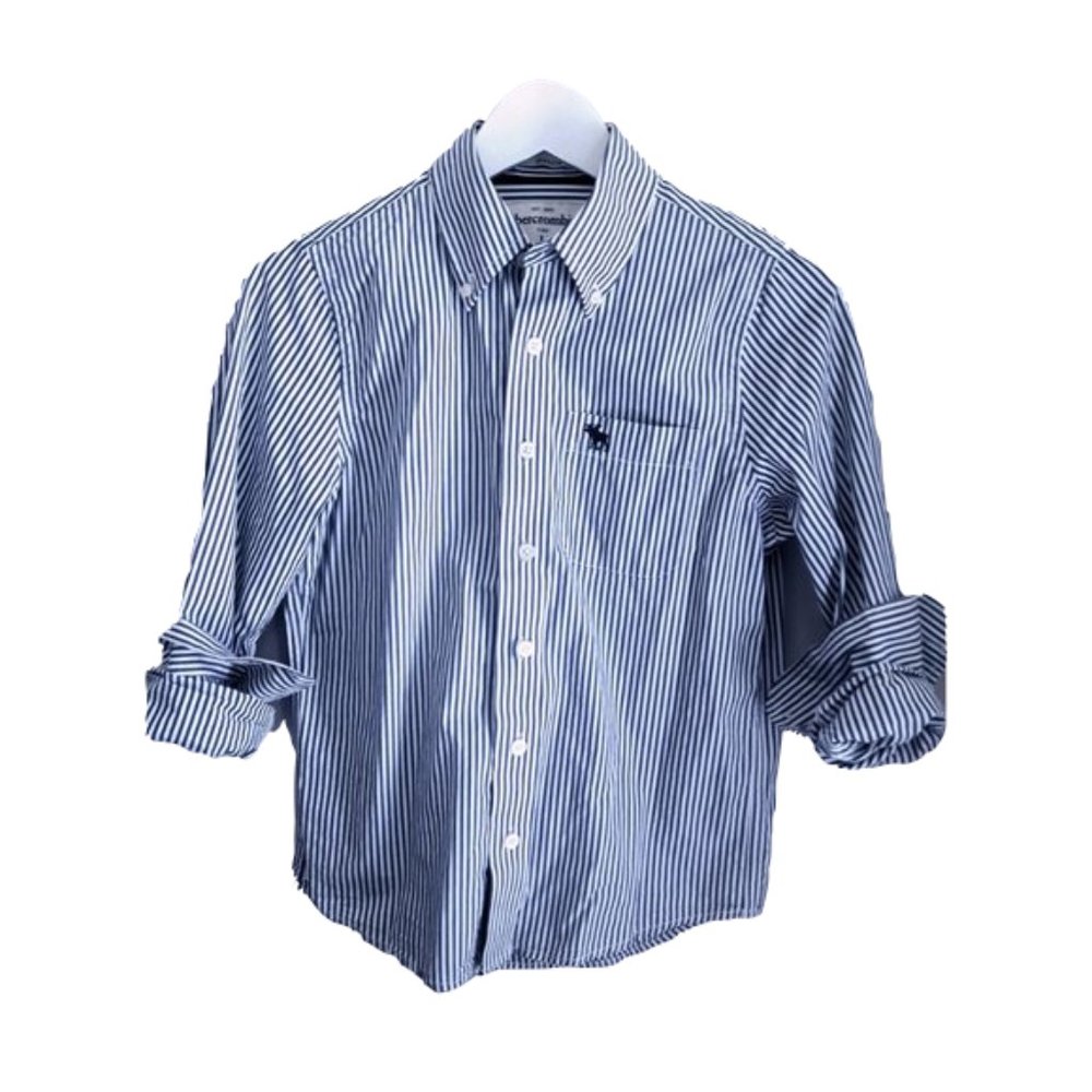 ABERCROMBIE KIDS blue and white striped shirt L